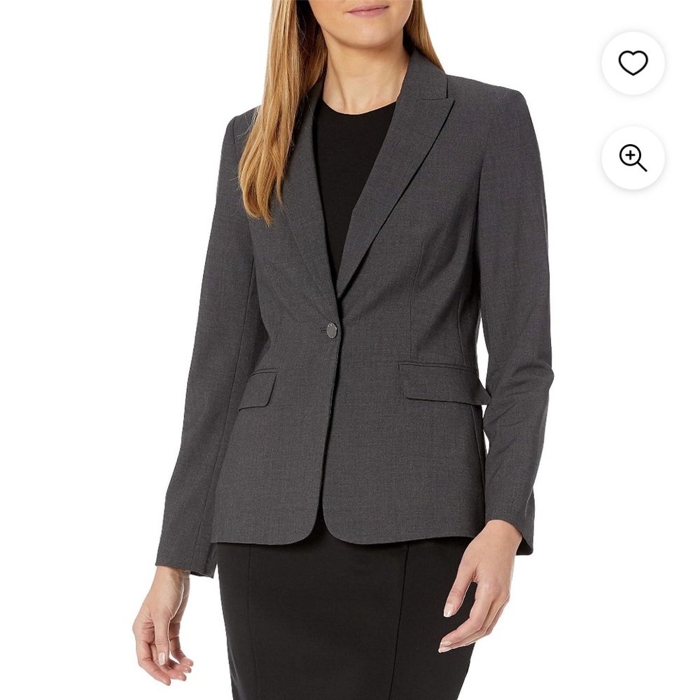 NWT Calvin Klein Women's One Button Lux Blazer Charcoal Size Large